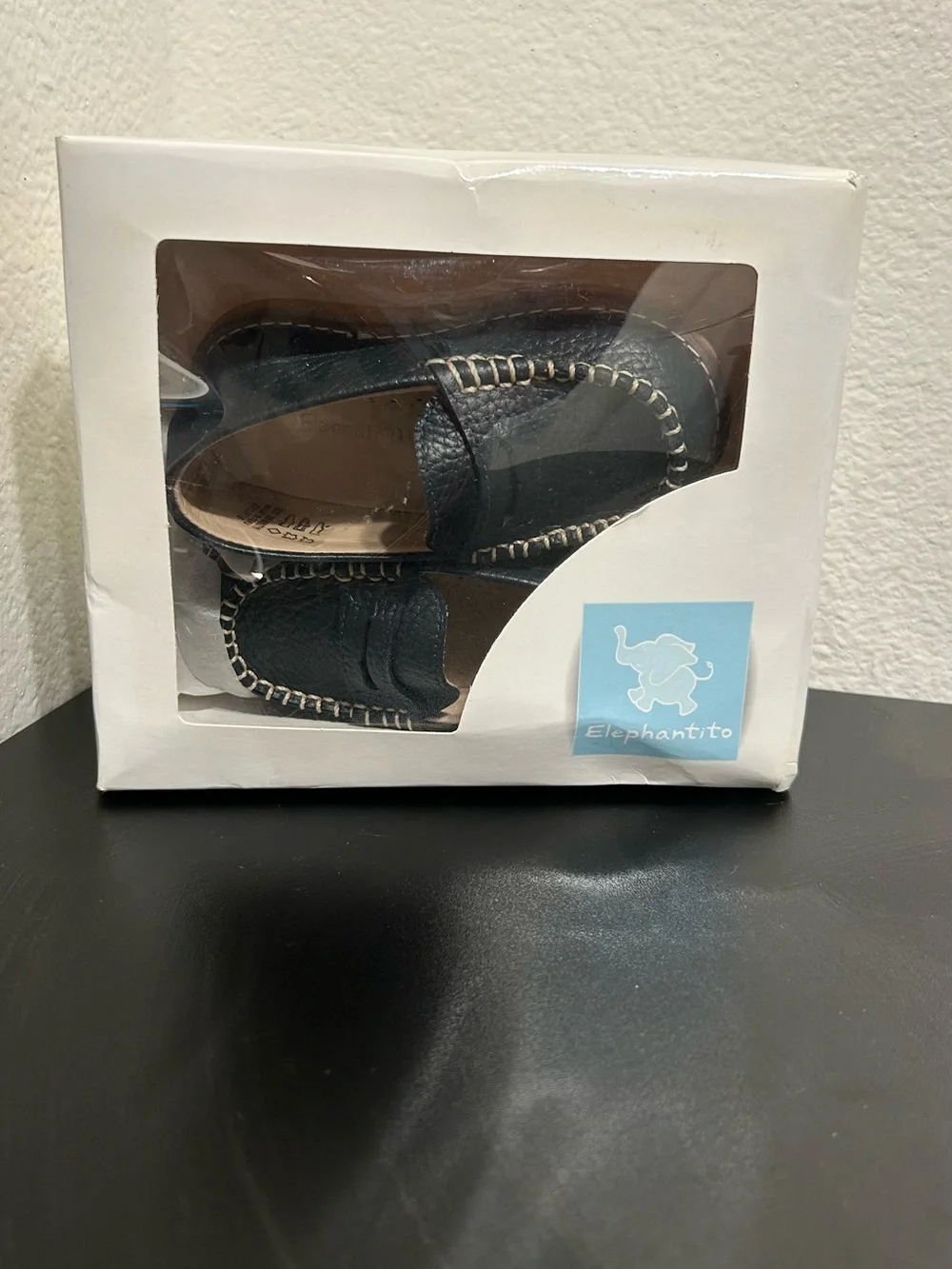 Elephantito Penny Loafers Navy Leather Boys Toddler Size 6 Slip On Dress Shoes